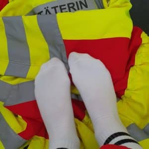 12h getragene Socken einer Sanitäterin