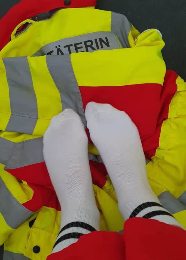 12h getragene Socken einer Sanitäterin